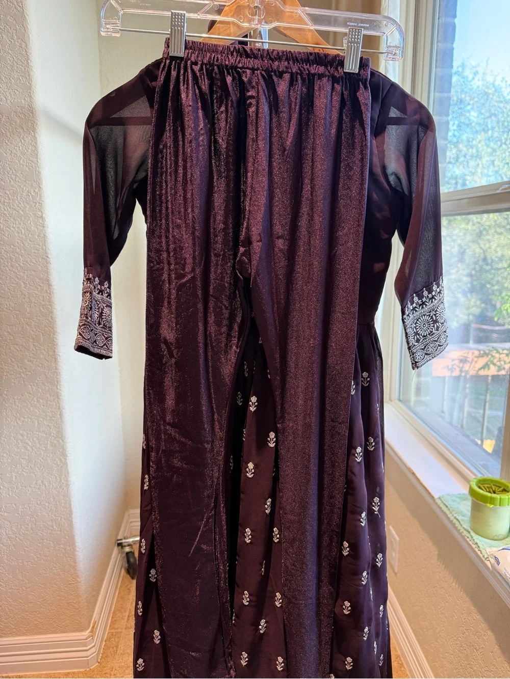 Girls Indian Pakistani Deep Purple Anarkali Salwar Kameez dress